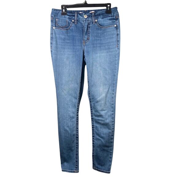 Seven7 Jeans Womens Size 8 Tummyless High Rise Skinny 30x29 Stretch Embroidered - Picture 1 of 8